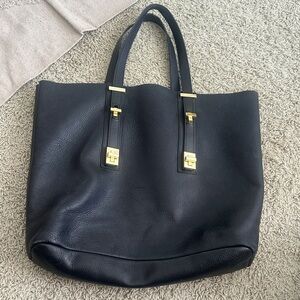 India Hicks Black Leather Tote Computer Bag Preowned